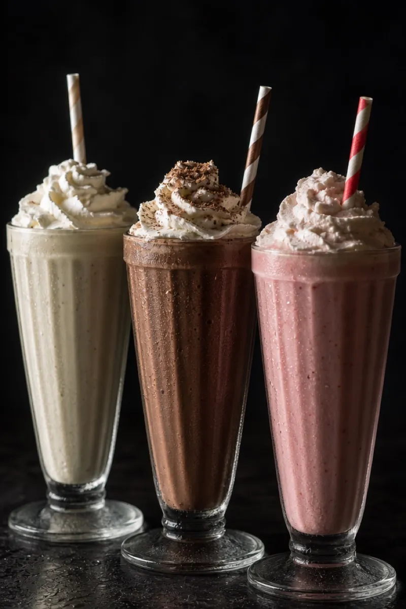Chocolate shake in a steel cup on the counter